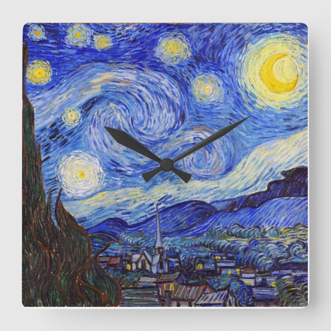 Vincent Willem van Gogh , "Starry Night" Fyrkantig Klocka (Framsida)