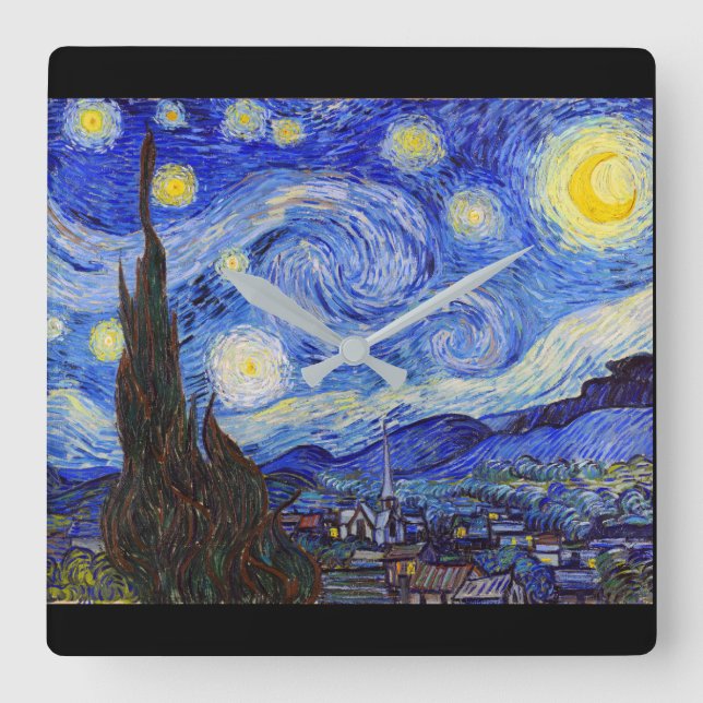 Vincent Willem van Gogh , “ Starry Night ” Fyrkantig Klocka (Framsida)