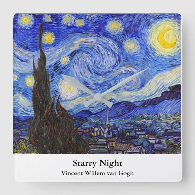 Vincent Willem van Gogh , "Starry Night" Fyrkantig Klocka (Framsida)