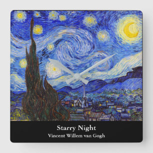 Vincent Willem van Gogh , "Starry Night" Fyrkantig Klocka