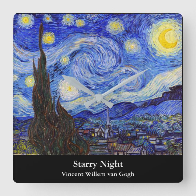 Vincent Willem van Gogh , "Starry Night" Fyrkantig Klocka (Framsida)