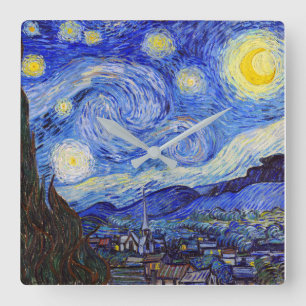 Vincent Willem van Gogh , "Starry Night" Fyrkantig Klocka