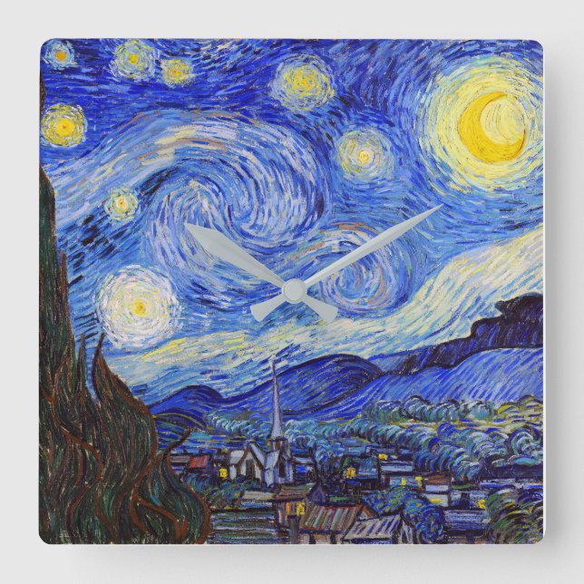 Vincent Willem van Gogh , "Starry Night" Fyrkantig Klocka (Framsida)