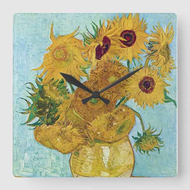 Vincent Willem van Gogh , "Sunblommor" Fyrkantig Klocka (Framsida)