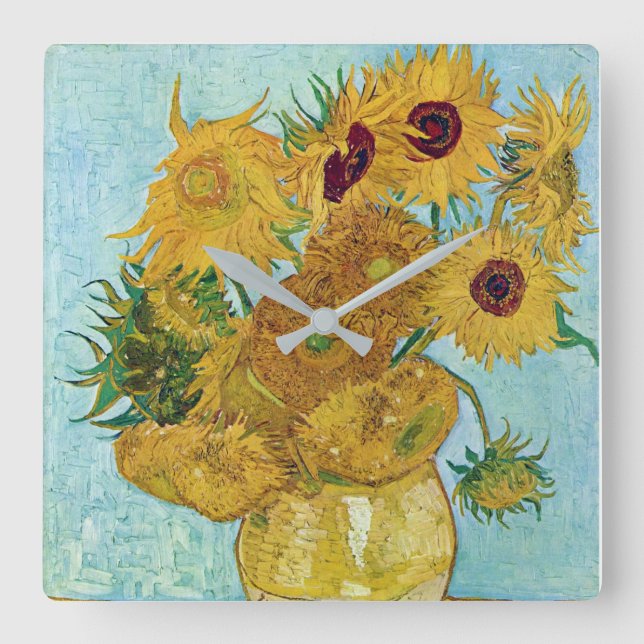 Vincent Willem van Gogh , “ Sunflowers ” Fyrkantig Klocka (Framsida)