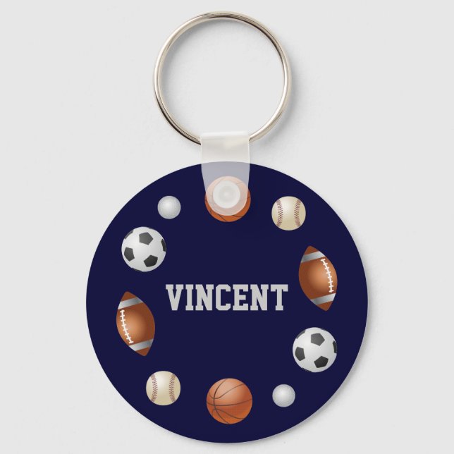 Vincent World of Sports Namn Keychain - Navy Blue Nyckelring (Framsida)