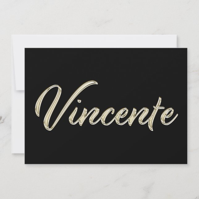 Vincente Name white gold Handwriting Karte Kort (Framsida)