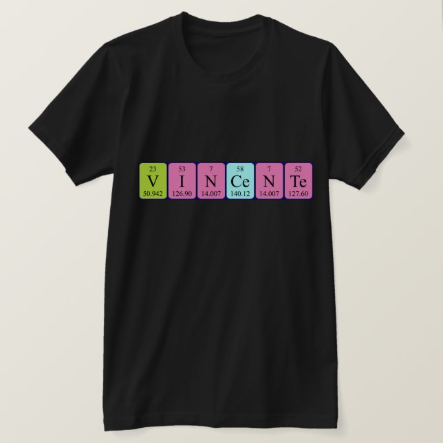 Vincente, periodisk skjorta bord namn t shirt (Design framsida)