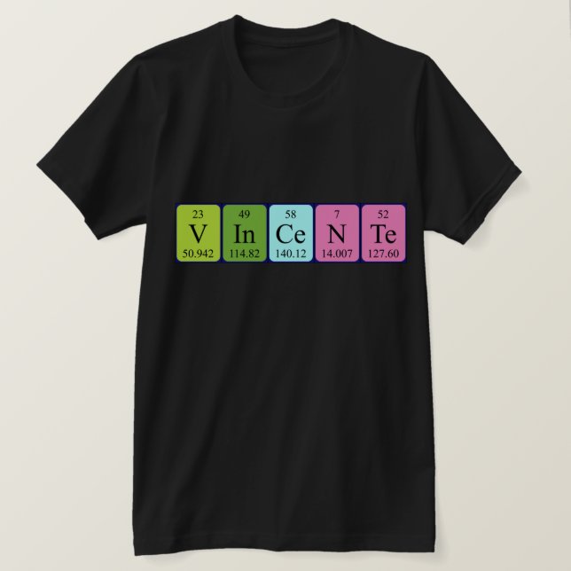 Vincente, periodisk skjorta bord namn t shirt (Design framsida)