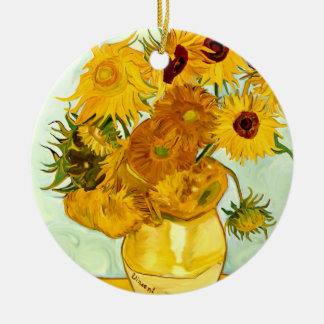 Vincents Van Gogh gula solros som målar 1888 Julgransprydnad Keramik