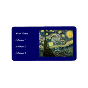 Vincents Van Gogh Starry natt (1889) Adressetikett
