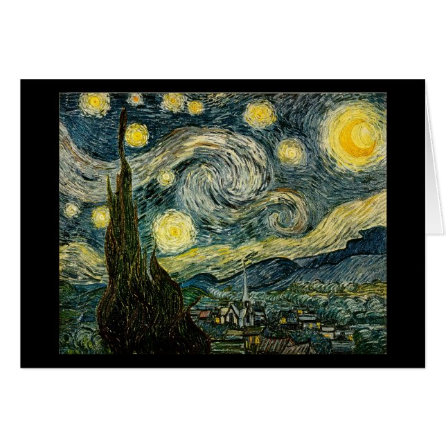 Vincents Van Gogh Starry natt (1889) Hälsningskort (Framsidan Horizontal)