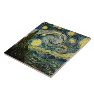 Vincents Van Gogh Starry natt (1889) Kakelplatta