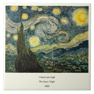 Vincents Van Gogh Starry natt (1889) Kakelplatta