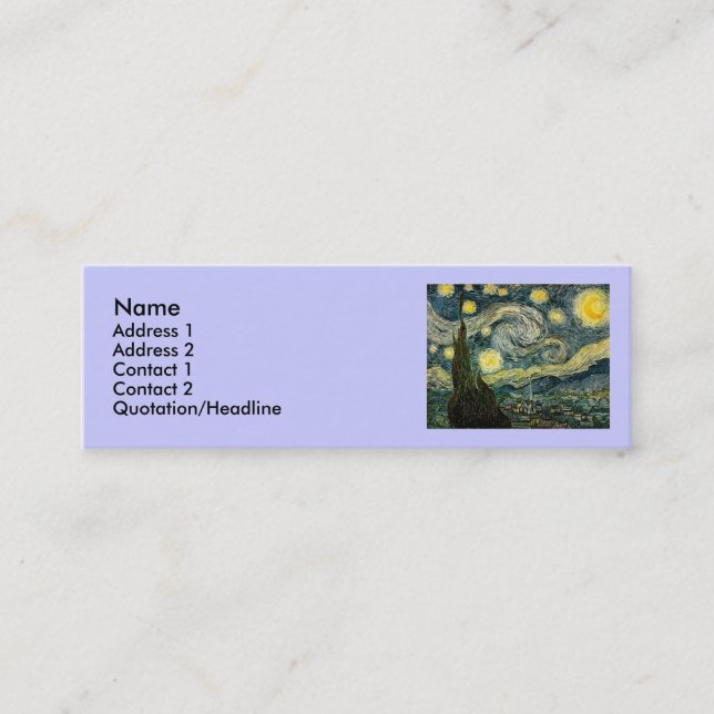 Vincents Van Gogh Starry natt (1889) Mini Visitkort (Framsida)