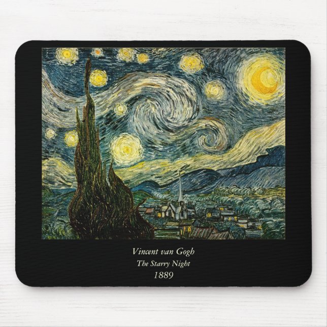 Vincents Van Gogh Starry natt (1889) Musmatta (Framsidan)