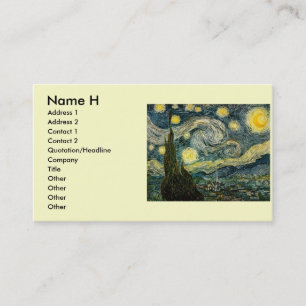 Vincents Van Gogh Starry natt (1889) Visitkort