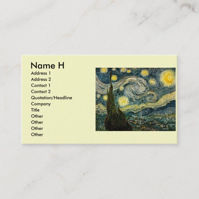 Vincents Van Gogh Starry natt (1889) Visitkort (Framsida)