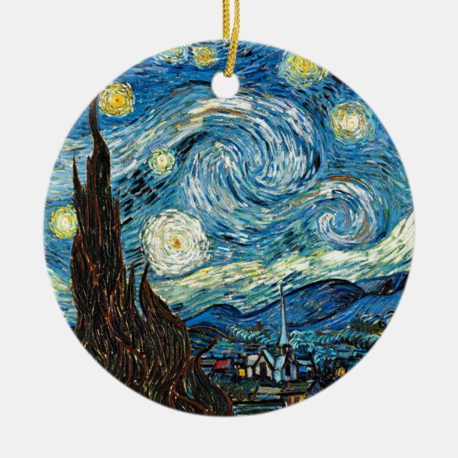 Vincents Van Gogh Starry natt Julgransprydnad Keramik (Framsidan)