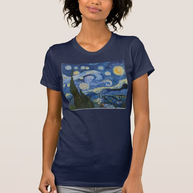 Vincents Van Gogh Starry natt T Shirt (Framsida)