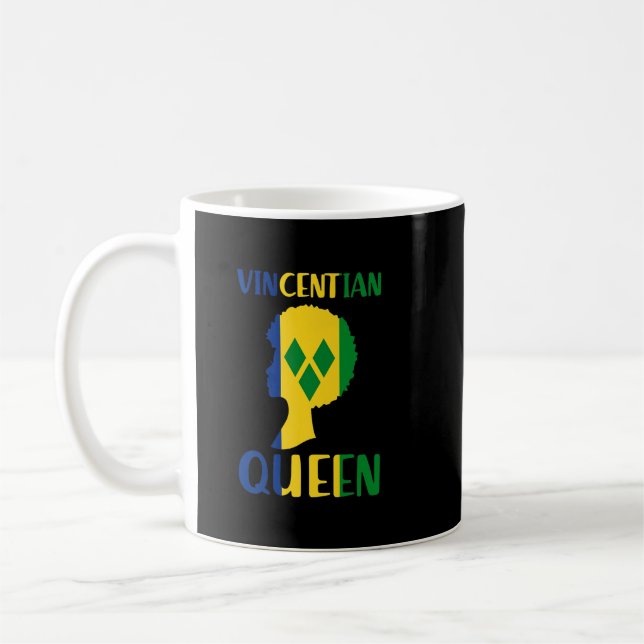 Vincitan Queen St Vincent Grenadines Flagga Afro R Kaffemugg (Vänster)