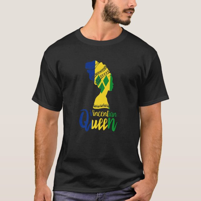 Vincitan Queen St Vincent Grenadines Flagga Afro R T Shirt (Framsida)