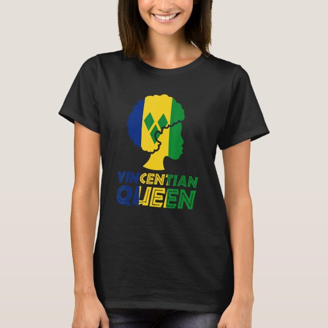 Vincitan Queen St Vincent Grenadines Flagga Afro R T Shirt (Framsida)