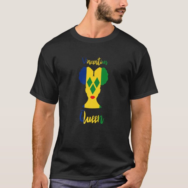 Vincitan Queen St Vincent Grenadines Flagga Afro R T Shirt (Framsida)