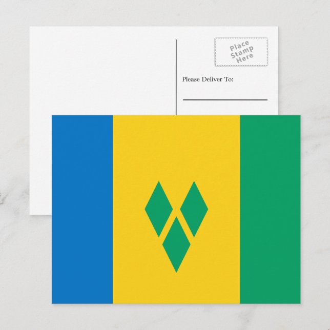 Vincy Flagga, Flagga Saint Vincent och Grenadinern Vykort (Fram/baksida)