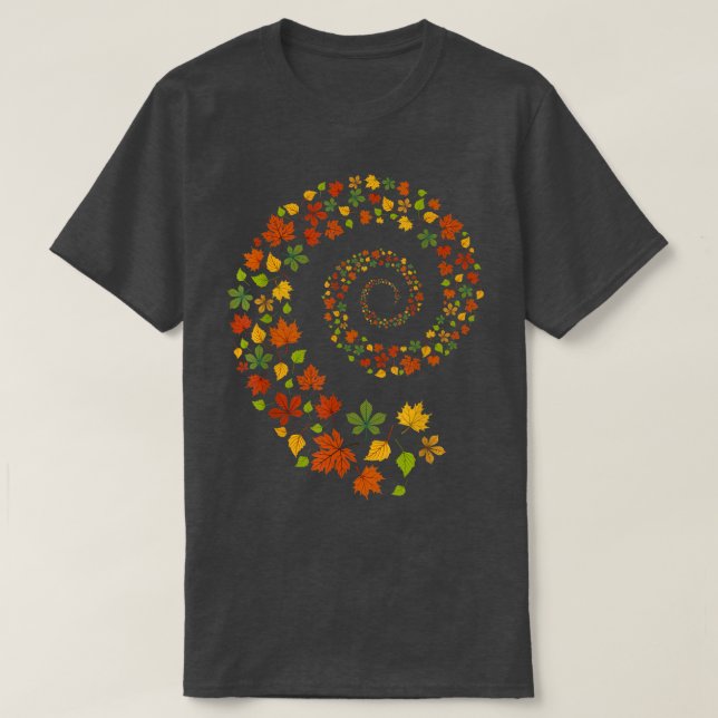 Vind av Höst löv TSpiral av Höst färger T Shirt (Design framsida)