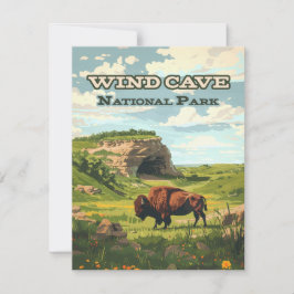 Vind Cave National Park Bison South Dakota Card
