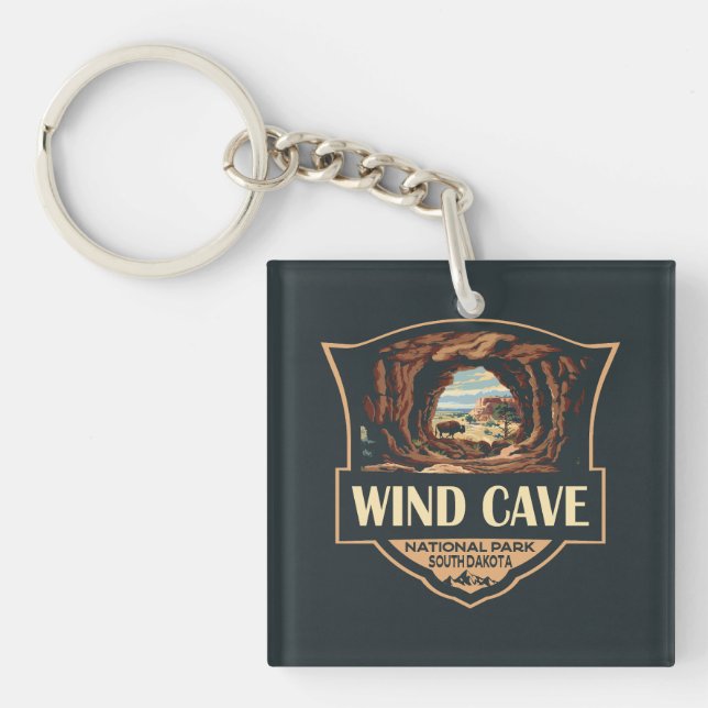 Vind Cave National Park Illustration Retro Badge (Framsidan)