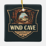 Vind Cave National Park Illustration Retro Badge Julgransprydnad Keramik<br><div class="desc">Vind Cave-vektorteckningens design. Grottan erkänns som världens mest avskyvärda grottsystem.</div>