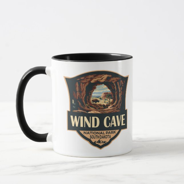 Vind Cave National Park Illustration Retro Badge Mugg (Vänster)