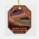Vind Cave National Park Minimal Retro Emblem Julgransprydnad Keramik<br><div class="desc">Vind Cave-vektorteckningens design. Grottan erkänns som världens mest avskyvärda grottsystem.</div>