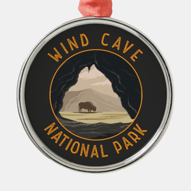 Vind Cave National Park Retro Distress Circle Julgransprydnad Metall (Framsidan)