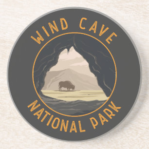 Vind Cave National Park Retro Distress Circle Underlägg