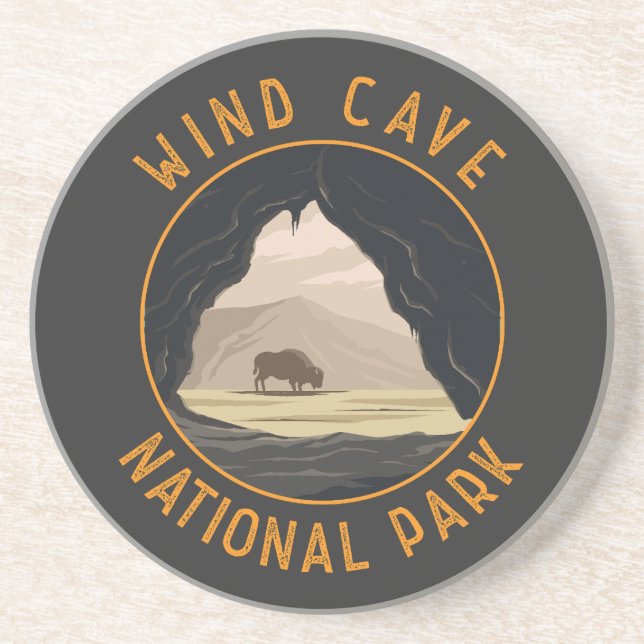 Vind Cave National Park Retro Distress Circle Underlägg (Framsidan)