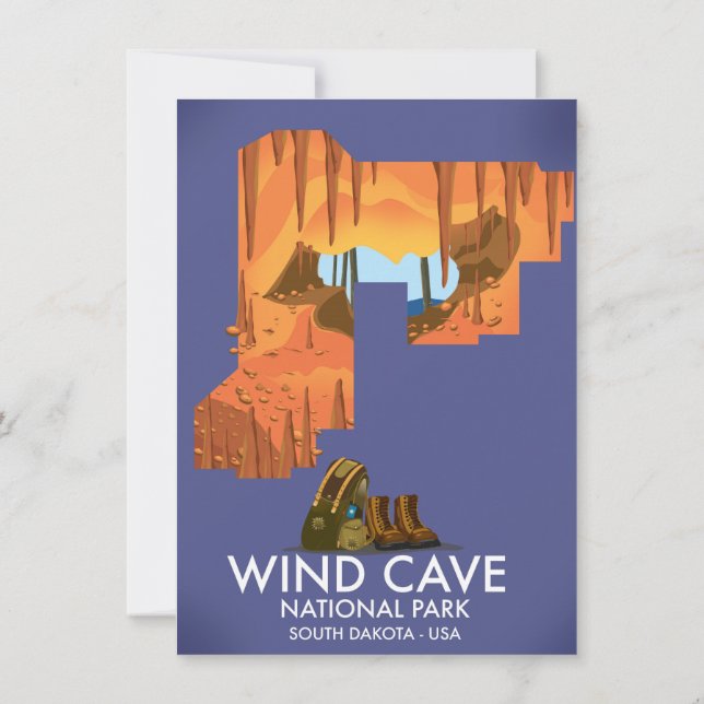 Vind Cave National Park, som hyr reseaffisch. Inbjudningar (Baksida)