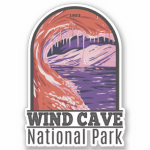 Vind Cave National Park South Dakota Vintage Klistermärken