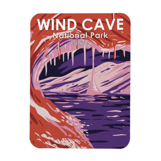 Vind Cave National Park South Dakota Vintage Magnet (Vertikal)