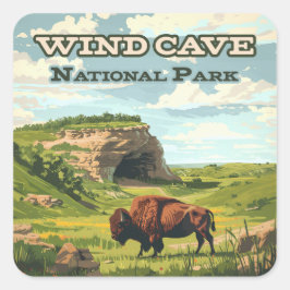 Vind Cave nationalpark Bison South Dakota Fyrkantigt Klistermärke