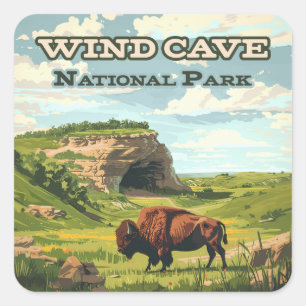 Vind Cave nationalpark Bison South Dakota Fyrkantigt Klistermärke