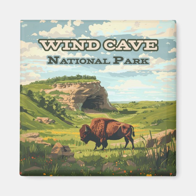 Vind Cave nationalpark Bison South Dakota Magnet (Framsidan)
