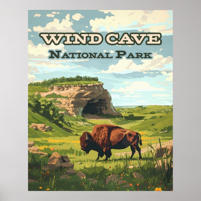 Vind Cave nationalpark Bison South Dakota Poster (Framsidan)