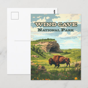 Vind Cave nationalpark Bison South Dakota Vykort