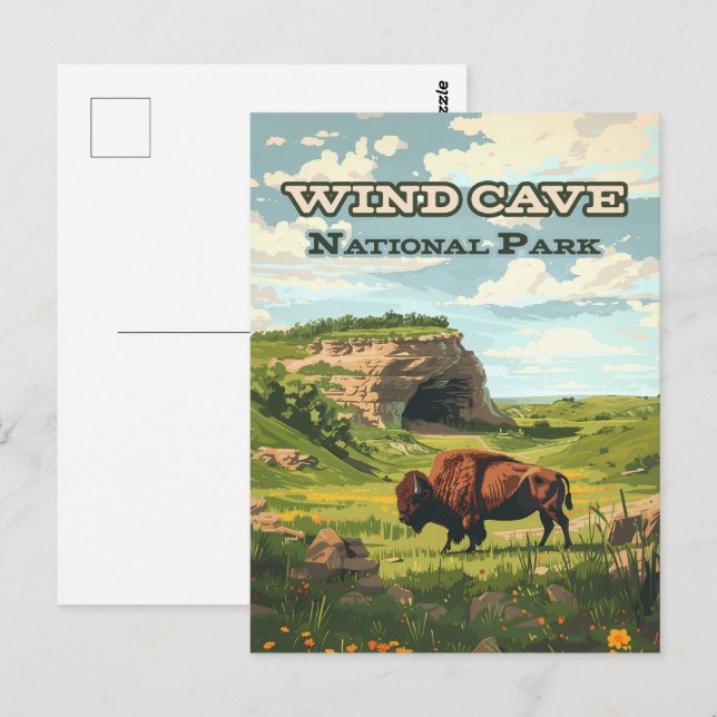 Vind Cave nationalpark Bison South Dakota Vykort (Fram/baksida)