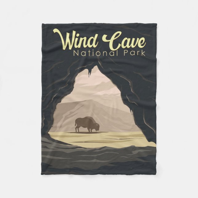 Vind Cave nationalpark Illustration Travel Art Fleecefilt (Framsidan)