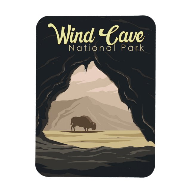 Vind Cave nationalpark Illustration Travel Art Magnet (Vertikal)