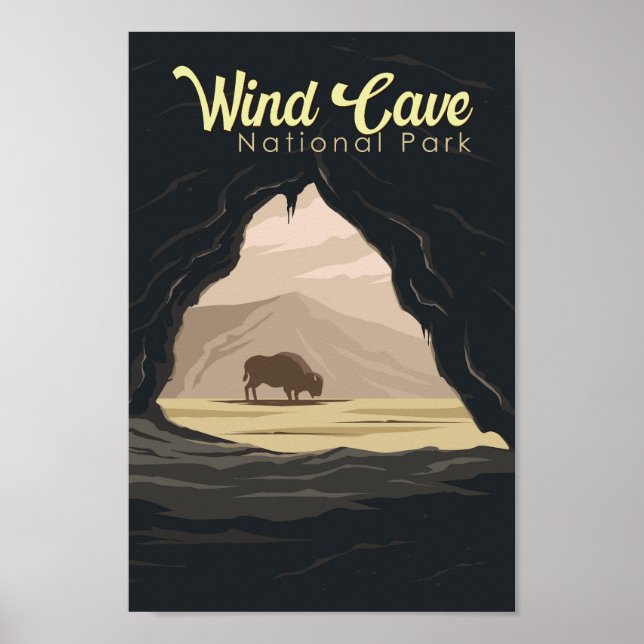Vind Cave nationalpark Illustration Travel Art Poster (Framsidan)